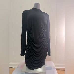 SHEIN Curve Plus 3XL Black Long-Sleeve Ruched Dress